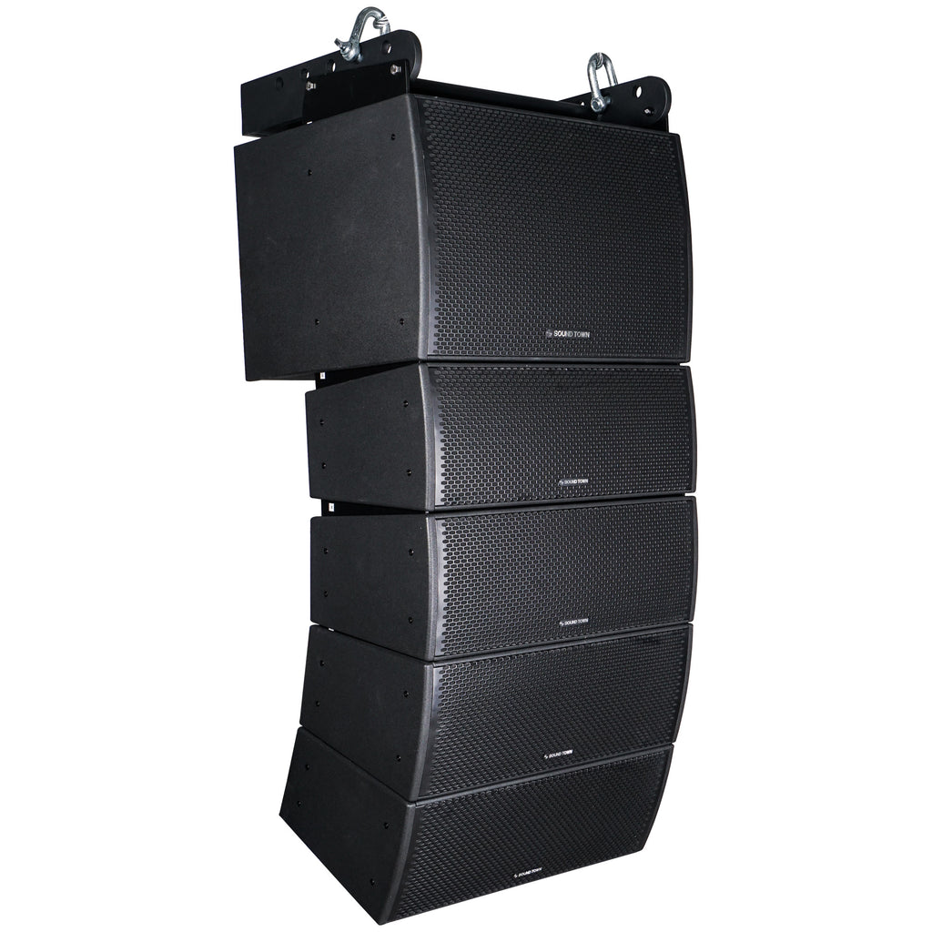 Sound Town ZETHUS-IP115S208X4 Line Array System with One 15-inch Water-Resistant Line Array Subwoofer, Four Compact Dual 8-inch Line Array PA Speakers, Full Range/Bi-amp Switchable - Right Panel
