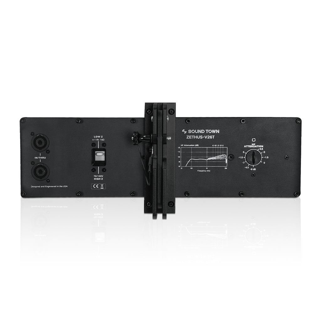 Sound Town ZETHUS-V26T | Dual 6.5" Passive Line Array Speaker Module, 70V/100V/16Ω, HF Attenuation, Built-in Transformer, for Live Sound & Commercial Installation, Black - Plate Amplifier Module