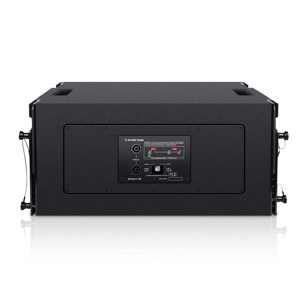 Sound Town ZETHUS-VX118S112BX2 ZETHUS Series 12" Two-Way Line Array Loudspeaker System, Full-Range/Bi-amp Switchable, Black - Back Panel