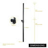 Sound Town ZETHUS-VX118S112BX2 Subwoofer Speaker Poles Adjustable Height M20 Thread - Size and Dimensions