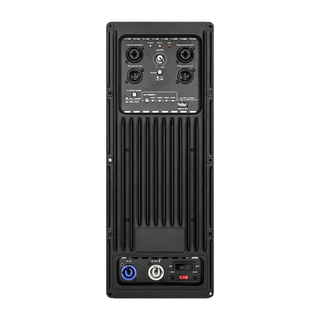 Sound Town ZETHUS-VX118SPW | ZETHUS Series 18” 1600W Powered Line Array Subwoofer w/ Built-In DSP, Versatile Installations, Black - Plate Amplifier