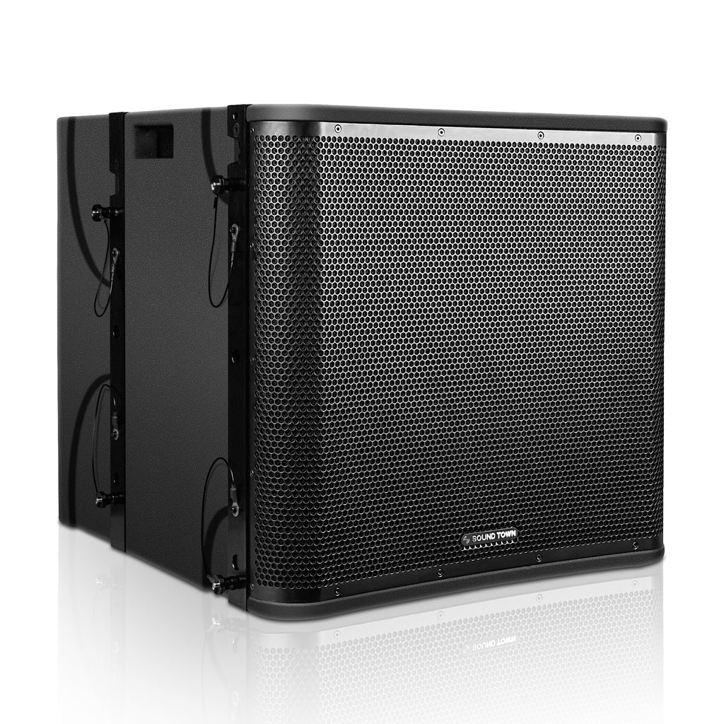 Sound Town ZETHUS-VX118SPW | ZETHUS Series 18” 1600W Powered Line Array Subwoofer w/ Built-In DSP, Versatile Installations, Black - Right Panel