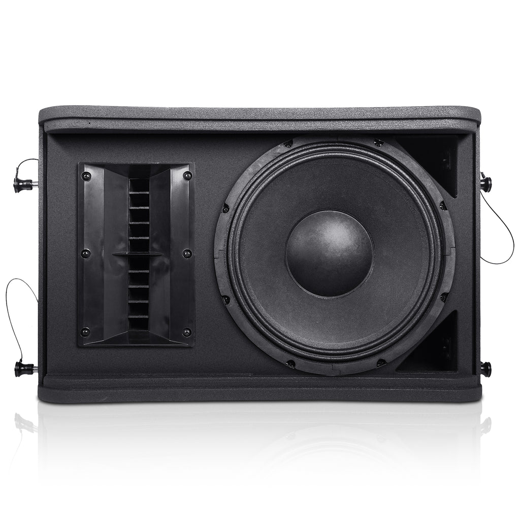 Sound Town ZETHUS-VX118SPW112BPWX2 12" Powered 2-Way Line Array Loudspeaker System with Onboard DSP, Black for Live Sound, Club, Bar, Restaurant, Church and School without Front Grill