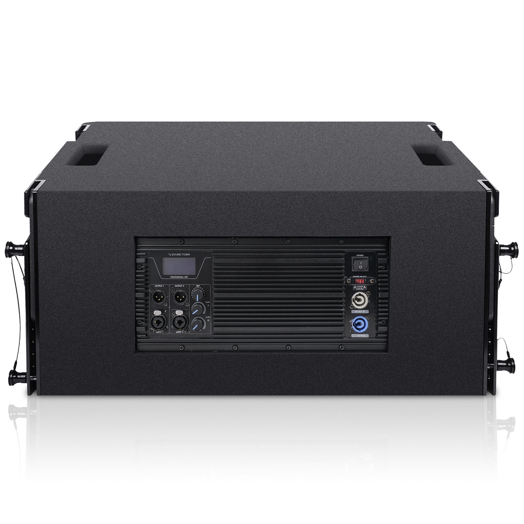 Sound Town ZETHUS-VX118SPW112BPWX3 12inch Powered 2 Way Line Array Loudspeaker System, Black - Back Panel