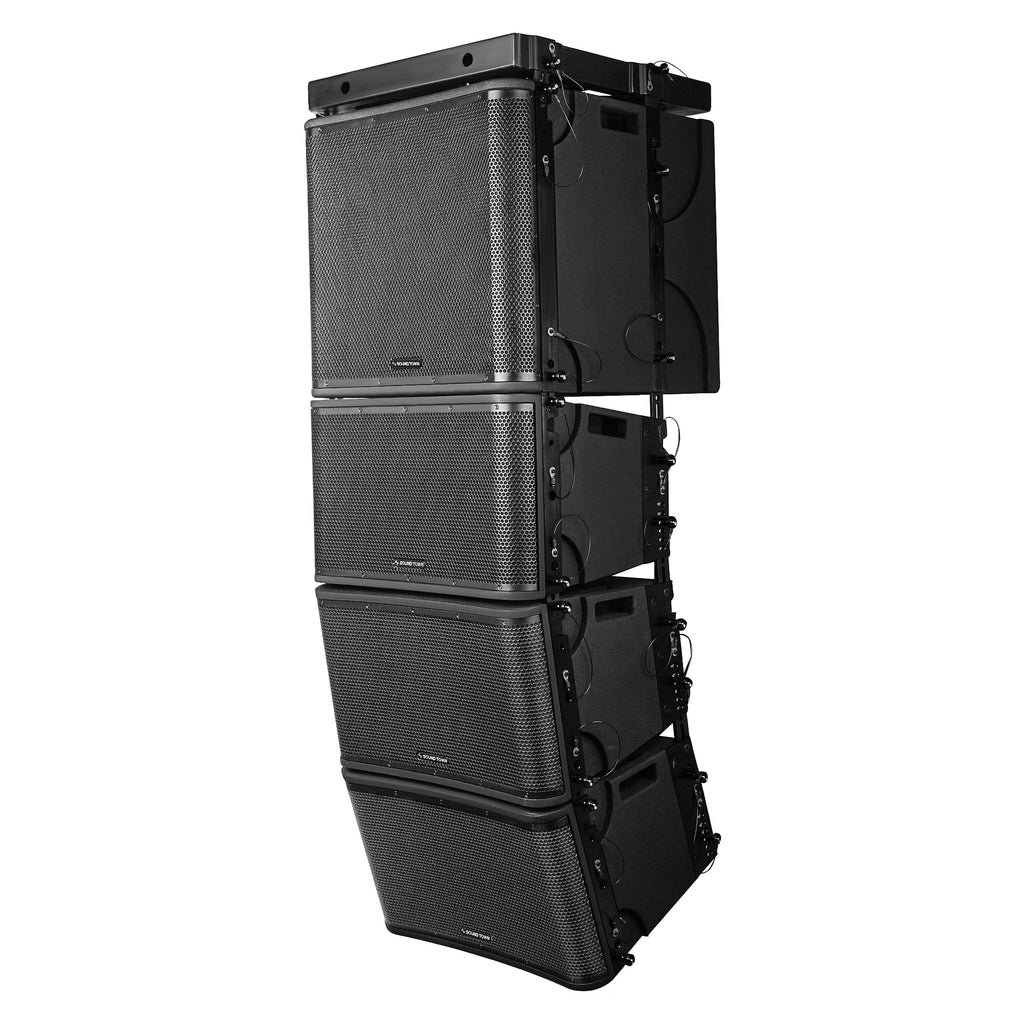 Sound Town ZETHUS-VX118SPW112BPWX3 | ZETHUS Powered Line Array System with One 18-inch Subwoofer, Three 12-inch Loudspeakers, Versatile Installations, Black  - Right View