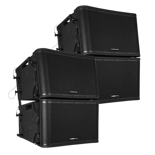 ZS-112BPW-2PRS | ZETHUS Series 2 Pairs of 12” Powered 2-Way Line Array  Loudspeaker System w/ 2 Titanium Compression Drivers, Onboard DSP, Black