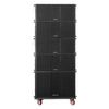 Sound Town ZS-118SP210BP4C | ZETHUS Series Powered Line Array Set with 18-inch Line Array Subwoofer, 4x Dual 10-inch Line Array Speakers, Caster Board, Black - Front View