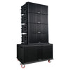 Sound Town ZS-218SP210BP4C | ZETHUS Series Powered Line Array Set with Dual 18-inch Line Array Sub, 4x Dual 10-inch Line Array Speakers, Caster Board, Black - Left View