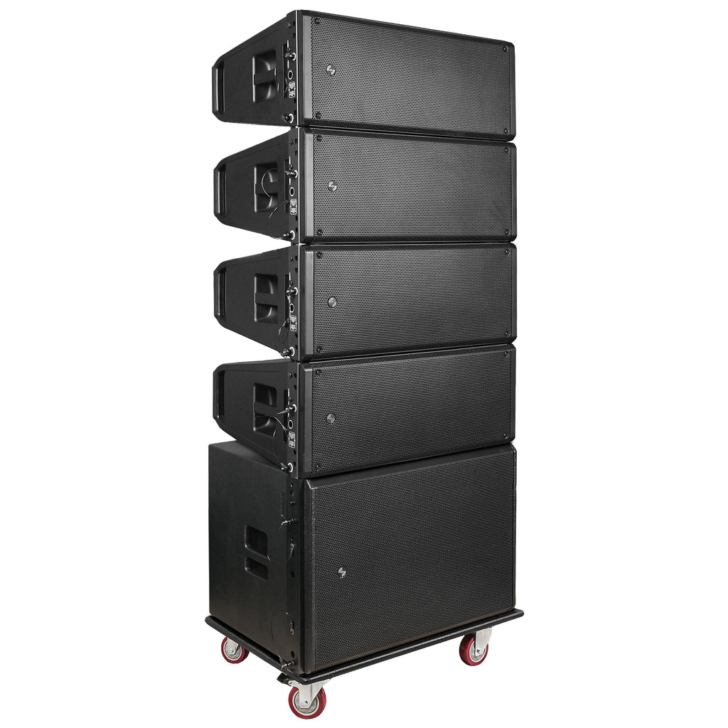 Sound Town ZS-A210X4A18SC | Powered Line Array System with Four Dual 10" Loudspeakers, 18" Subwoofer, and One Caster Board, Black - Right View