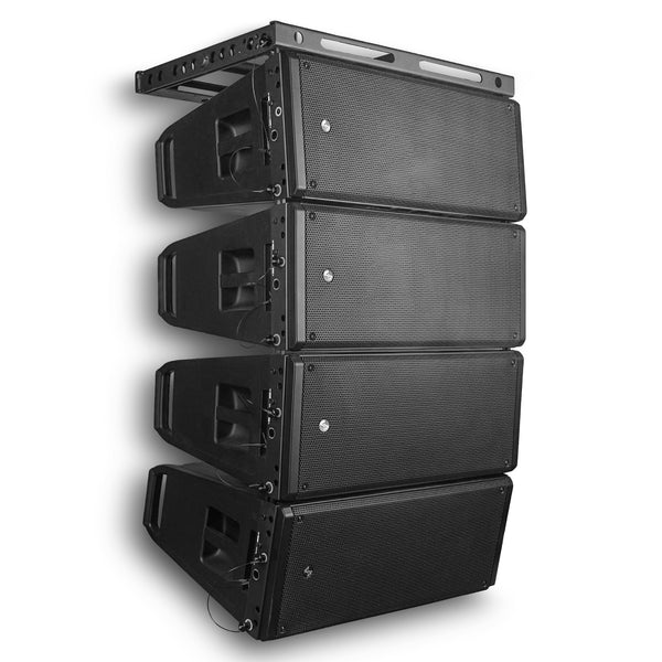 Sound Town ZS-A210X4F | Powered Line Array Speaker System with Four Dual 10" Line Array Speakers, One Flying Frame, Black-Right Angle 
