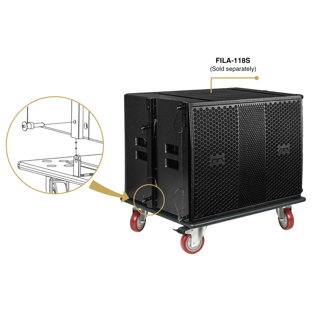 Sound Town ZSCB-FL118S Durable Plywood Caster Board for Reliable Transport of FILA-118S Subwoofer and Furniture, with 4-inch Wheels and Brakes-Safety Pin and L-Bracket