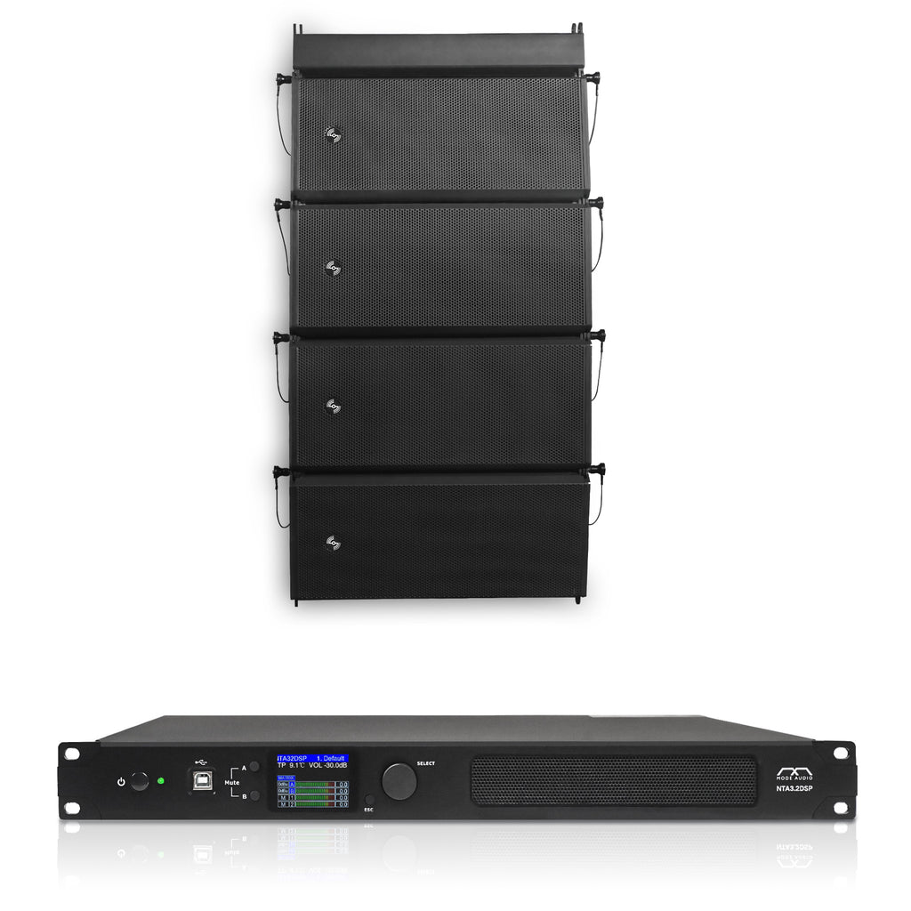 Sound Town ZSV26X4NTA32 | Passive Line Array Speaker System with Four Dual 6.5" Line Array Speakers, One Power Amplifier with DSP, One Flying Frame, Black