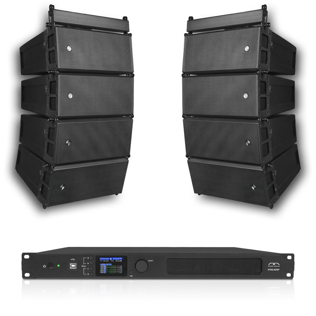 Sound Town ZSV26X8NTA34 | Passive Line Array Speaker System with Eight Dual 6.5“ Line Array Speakers, One Power Amplifier with DSP, Two Flying Frames, Black