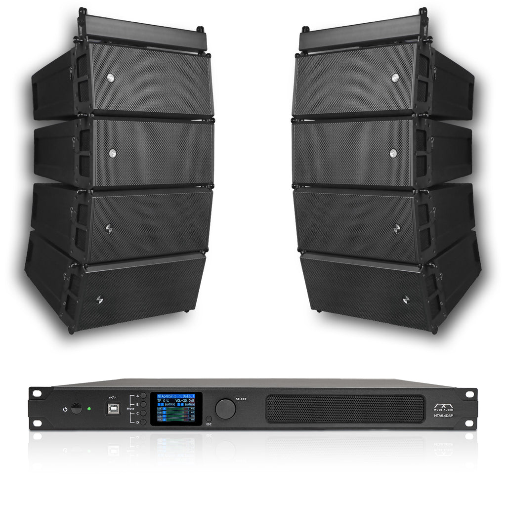Sound Town ZSV26X8NTA64 | Passive Line Array Speaker System with Eight Dual 6.5“ Line Array Speakers, One Power Amplifier with DSP, Two Flying Frames, Black