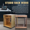 Sound Town SDRK-ST10 10U Space Plywood Studio Equipment Rack Desk w/ Slide-Out Tray, Rubber Feet, Casters, for Recording, Podcasts, Broadcasts, Streaming, Golden Oak - home or recording studio ad