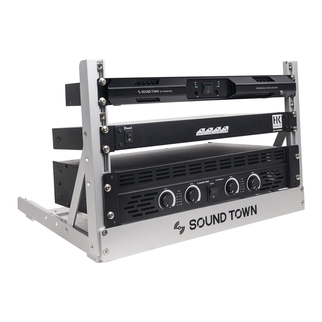 Sound Town 2PF-6A-R 6U Aluminum 2-Post Desktop Open-Frame Rack for PA, Audio/Video, Network Switches, Routers, Patch Panels, Angle Adjustable, Refurbished - Standard 19" Mountable Equipment