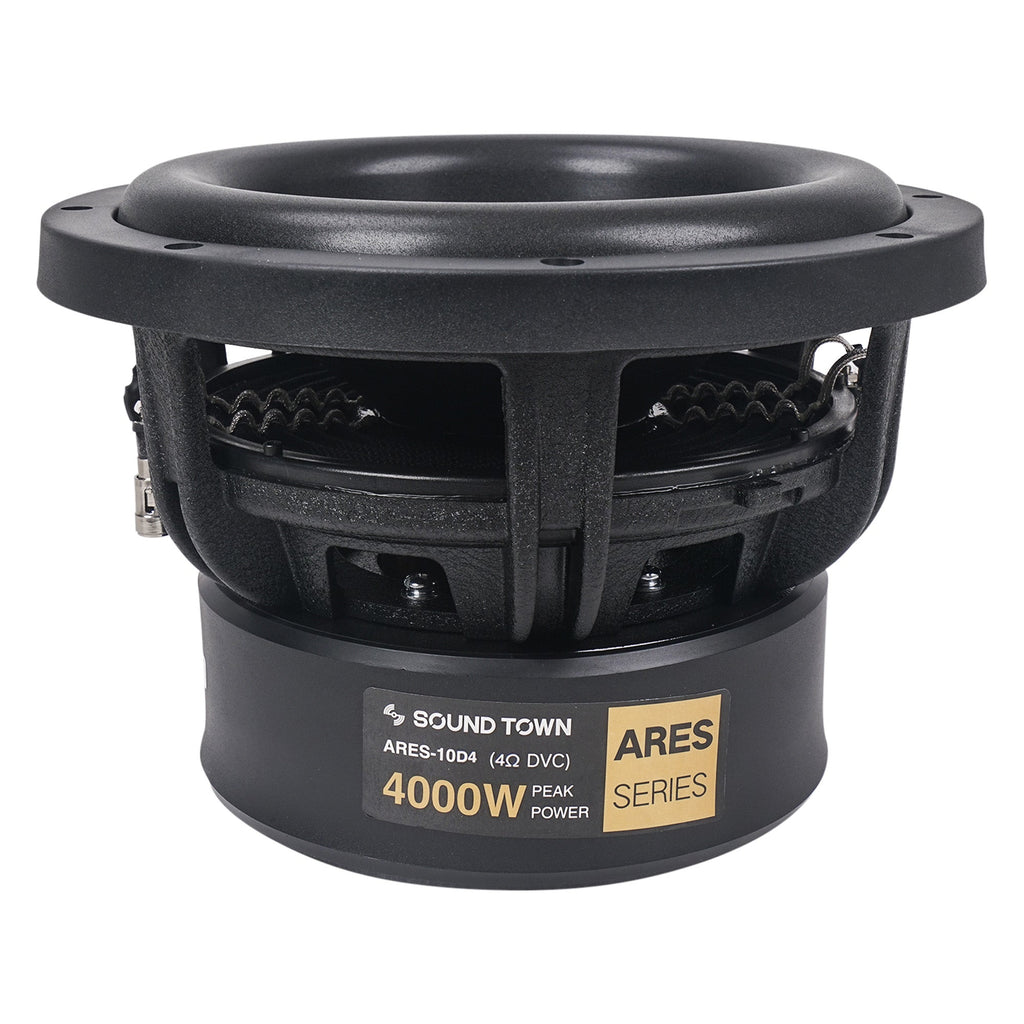 Sound Town ARES-10D4 10" Dual Voice Coil 1000W Car Audio Subwoofer, Dual 4-Ohm, CEA Rated - best car subs, truck subwoofers, Refurbished