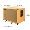 Sound Town BGC210OR | 2 x 10“ 400W Bass Cabinet w/ Horn, 8-ohm, Birch Plywood, 50oz Magnet, 3” Voice Coil, Orange Tolex- size and dimensions