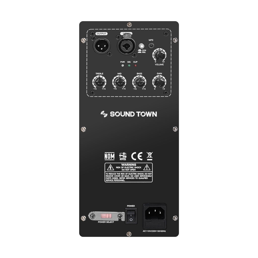 Sound Town CARME-10MPW-R CARME Series 10" Coaxial 2-way Powered Professional PA DJ Stage Monitor Speaker for Live Sound, Bar, Church, Refurbished - Plate Amp Module