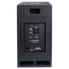 Sound Town CARME-110SPW CARME Series 10” 600W Powered PA/DJ Subwoofer with Folded Horn Design, Black - Back Panel