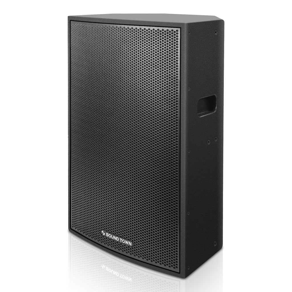 Sound Town CARME-115BPW-R CARME Series 15" 2-Way Powered Professional PA DJ Monitor Speaker, Black w/ Compression Driver for Installations, Live Sound, Karaoke, Bar, Church, Refurbished - Left Panel