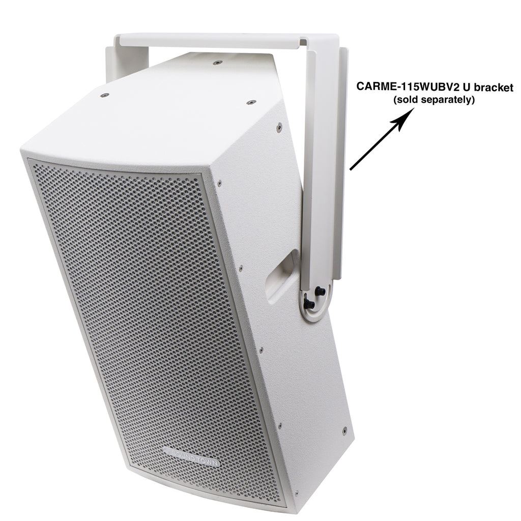 Sound Town CARME-115WPW CARME Series 15" 2-Way Powered Professional PA DJ Monitor Speaker, White w/ Compression Driver for Installation, Live Sound, Karaoke, Bar, Church, with mounting bracket