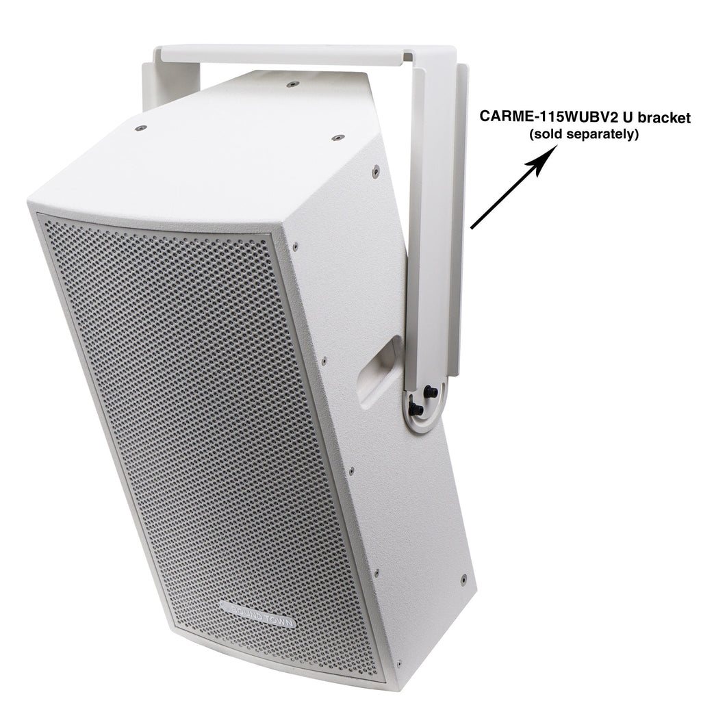 Sound Town CARME-115WPW-R CARME Series 15" 2-Way Powered Professional PA DJ Monitor Speaker, White w/ Compression Driver for Installation, Live Sound, Karaoke, Bar, Church, with mounting bracket, Refurbished