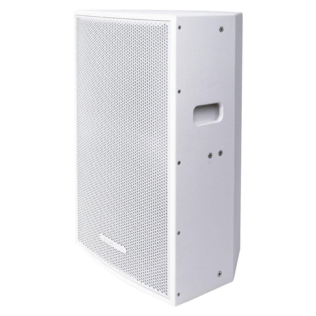 Sound Town CARME-115WPW-R CARME Series 15" 2-Way Powered Professional PA DJ Monitor Speaker, White w/ Compression Driver for Installation, Live Sound, Karaoke, Bar, Church, Refurbished - left panel