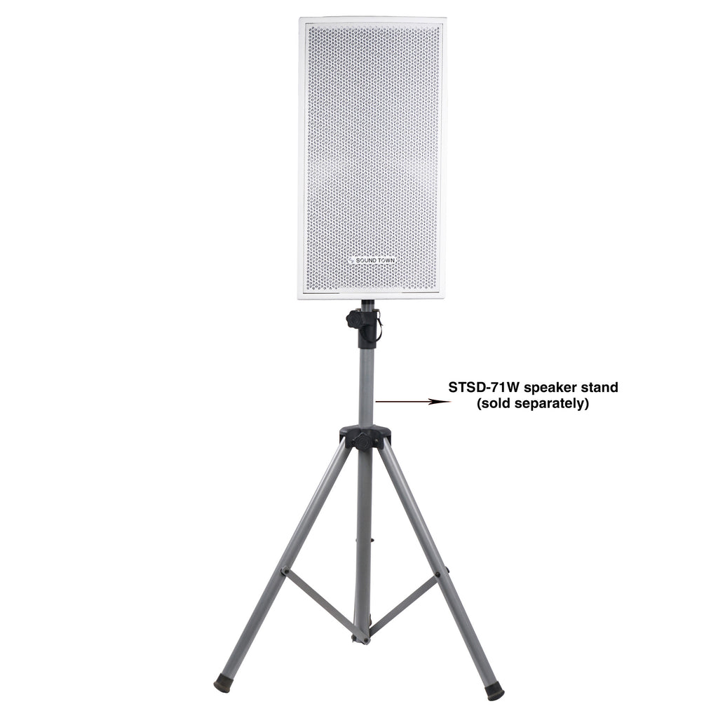 Sound Town CARME-115WPW CARME Series 15" 2-Way Powered Professional PA DJ Monitor Speaker, White w/ Compression Driver for Installation, Live Sound, Karaoke, Bar, Church, with stand