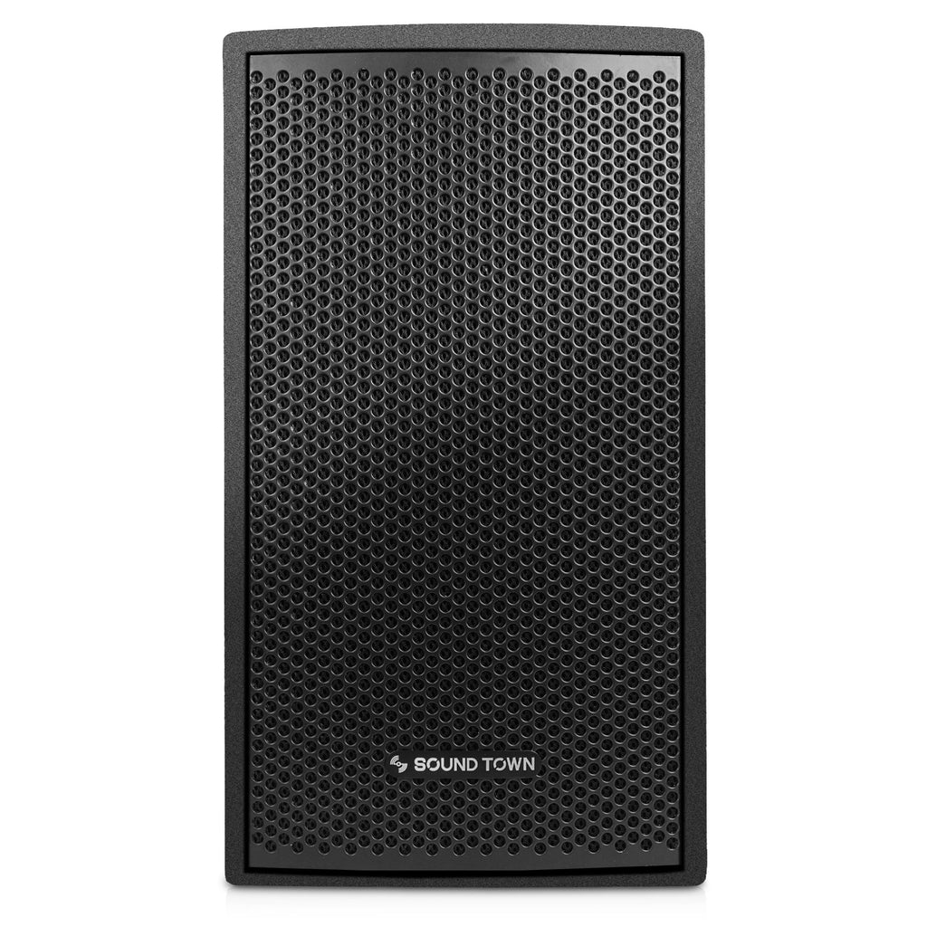 Sound Town CARME-U108BNIX CARME Series 8" Passive 350W 2-Way Professional Wall-Mount Stage Monitor Loudspeaker, Black with Compression Driver and U Bracket for Commercial Audio Installation, Live Sound, Karaoke, Bar, Church - Front Panel