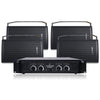 Sound Town CARME-U108BNIX Installation Speaker System with 4 x 8” Black Loudspeakers and 1 x 4-Channel 6000W Peak Output Professional Power Amplifier for Restaurants, Lounges, Bars, Schools, Churches