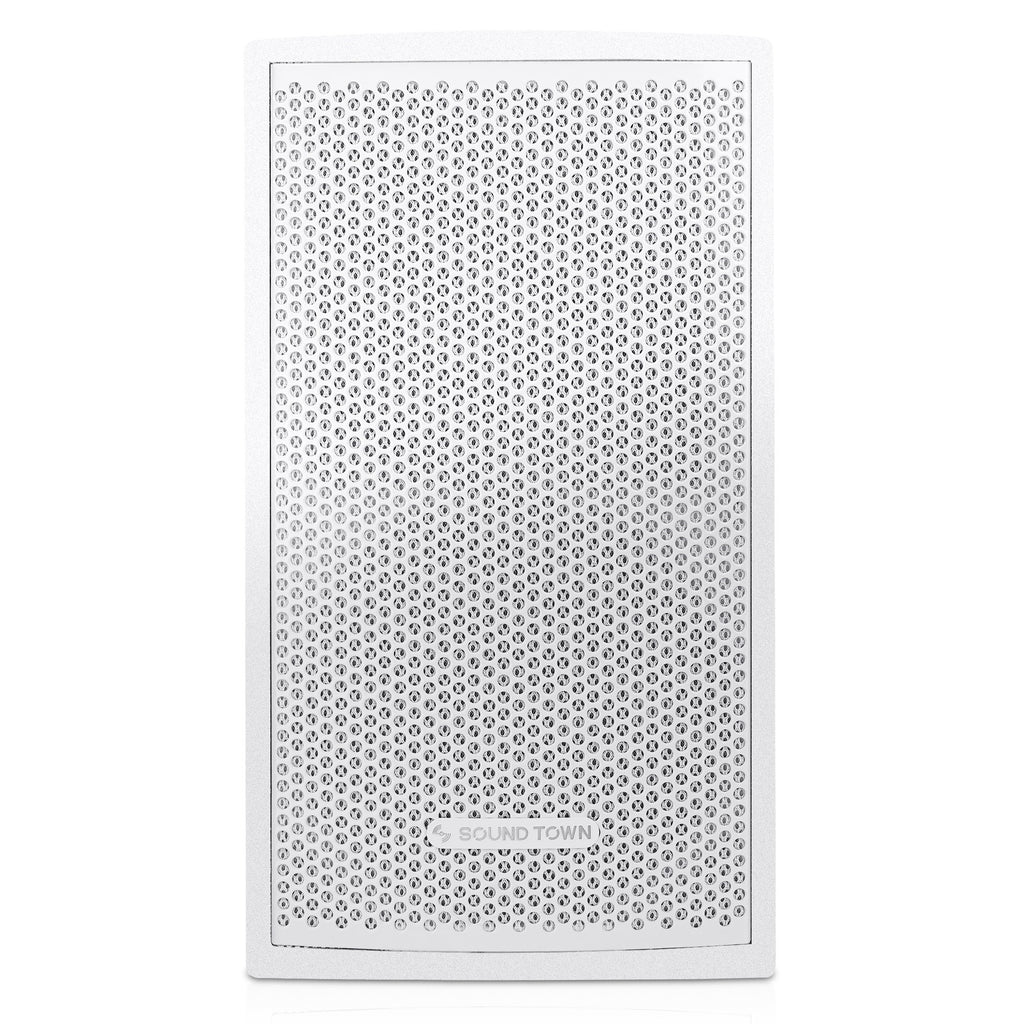 Sound Town CARME-U108W CARME Series 8" Passive 350W 2-Way Professional Wall-Mount Stage Monitor Loudspeaker, White with Compression Driver and U Bracket for Commercial Audio Installation, Live Sound, Karaoke, Bar, Church - Front Panel