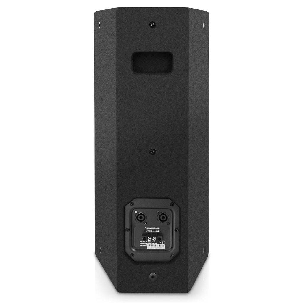 SOUND TOWN CARME-U208B-R CARME Series Dual 8" Passive 2-Way Professional Wall-Mount Stage Monitor Loudspeaker, Black with Compression Driver and U Bracket for Commercial Audio Installation, Live Sound, Karaoke, Bar, Church, Refurbished - Back Panel Floorstanding
