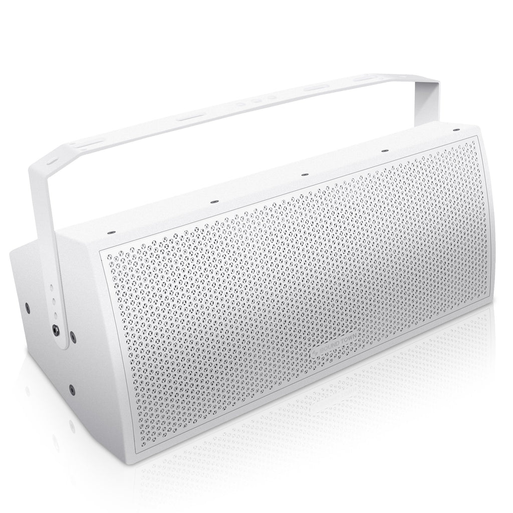 Sound Town CARME-U208W CARME Series Dual 8" Passive 2-Way Professional Wall-Mount Stage Monitor Loudspeaker, White with Compression Driver and U Bracket for Commercial Audio Installation, Live Sound, Karaoke, Bar, Church - Right Panel