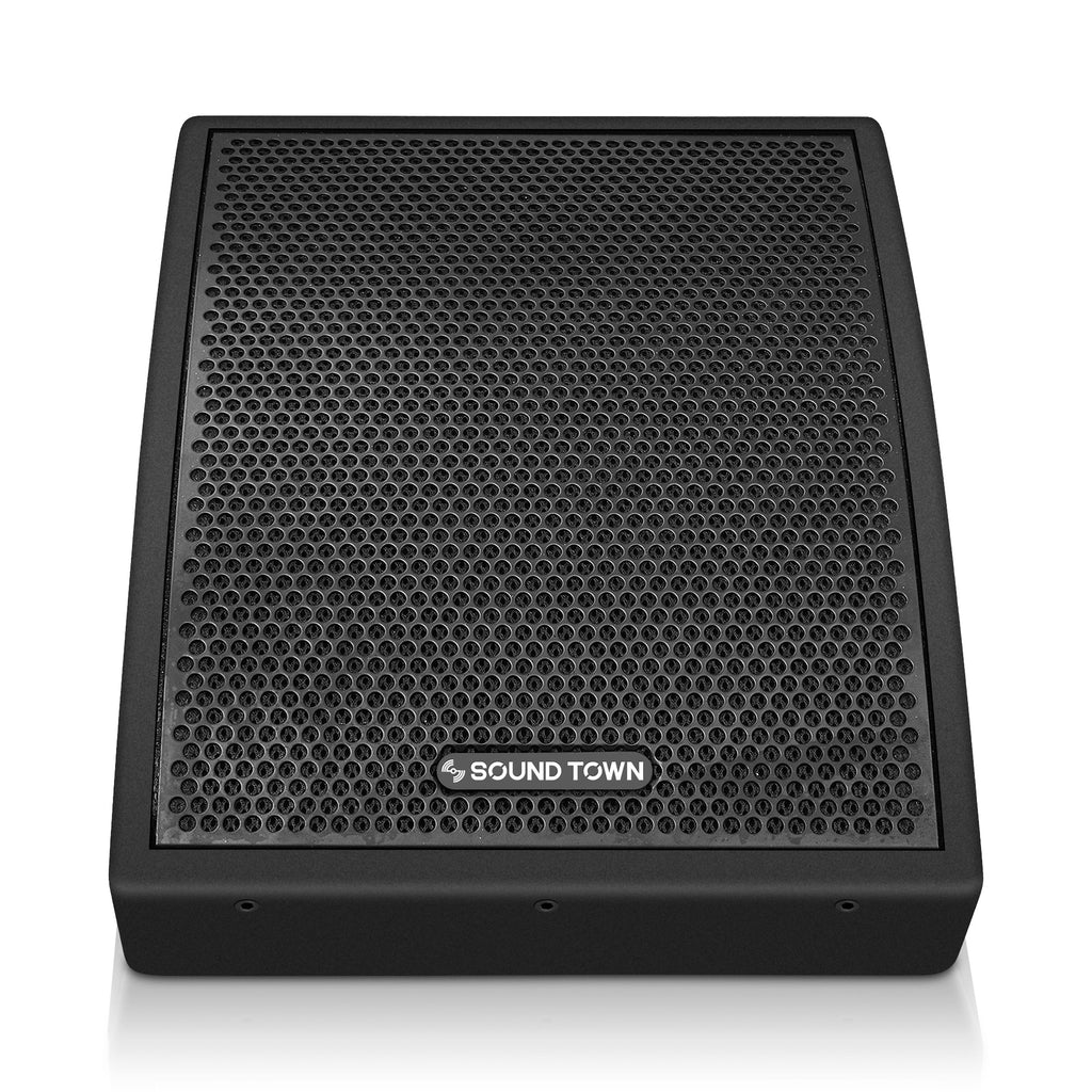 Sound Town CARME-U8MB-R CARME Series 8" Coaxial Passive 2-way Professional PA DJ Stage Monitor Speaker, Black with U Mounting Bracket, for Surface-Mount, Installation, Commercial Audio, Live Sound, Bar, Church, Refurbished - Front Panel