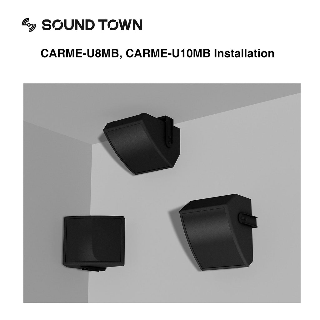 Sound Town CARME-U8MB-R CARME Series 8" Coaxial 2-way Professional PA DJ Stage Monitor Surface-Mount Speaker, Black with U Mounting Bracket, for Wall Mount Installations, speaker on ceiling, on wall, Refurbished