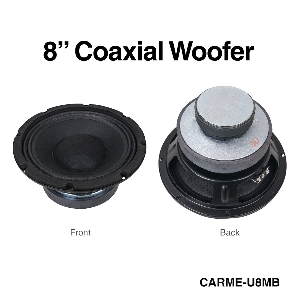 Sound Town CARME-U8MB CARME Series 8" Coaxial 2-way Professional PA DJ Stage Monitor Surface-Mount Speaker, Black with U Mounting Bracket, for Wall Mount Installations - 8" 100 degree Conical Woofer