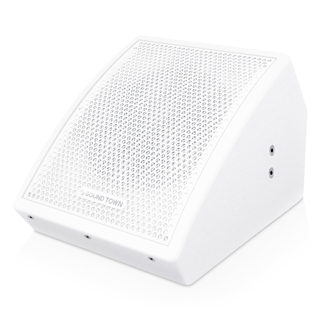 Sound Town CARME-U8MW CARME Series 8" Coaxial Passive 2-way Professional PA DJ Stage Monitor Speaker, White with U Mounting Bracket, for Surface-Mount, Installation, Commercial Audio, Live Sound, Bar, Church - 1" Compression Driver