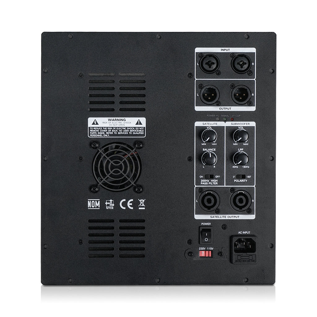 Sound Town CARPO-15SPW | CARPO Series 15” Powered PA Subwoofer with 2 Speaker Outputs, 1600W, LPF, Birch Plywood, Black - Amplifier Module