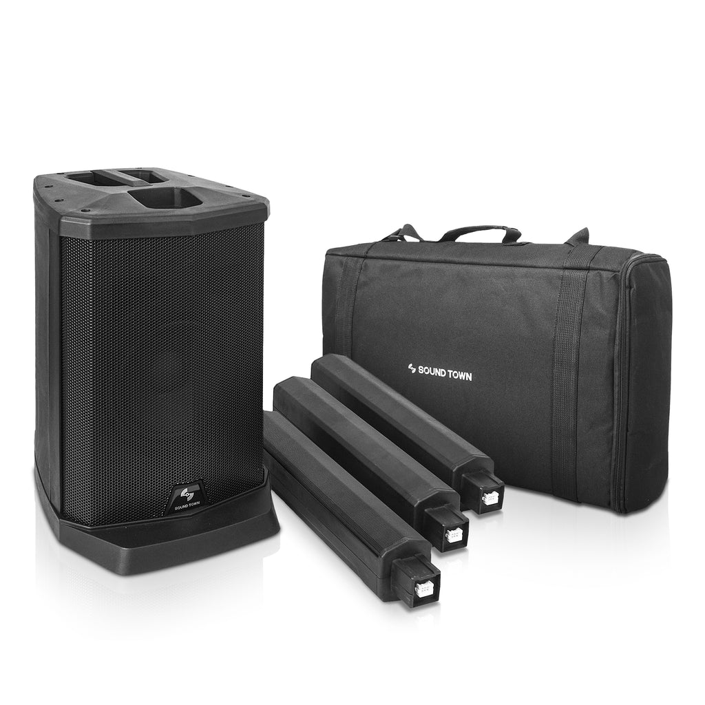 Sound Town CARPO-L1 Portable Line Array Column PA/DJ System with Sub Bass Module, TWS Bluetooth, Built-in 3-channel Mixer, Carry Bag - Compact & Portable