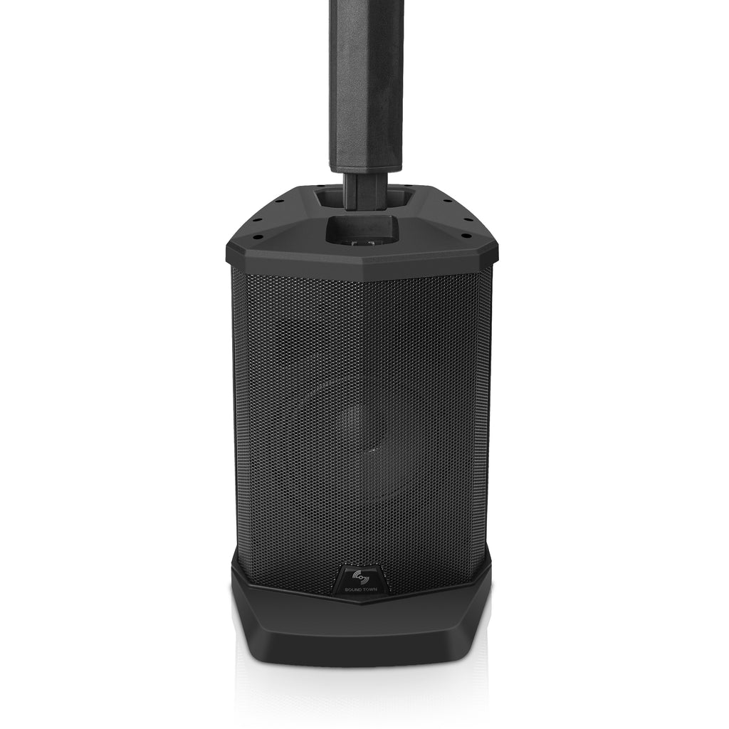 Sound Town CARPO-L1 Portable Line Array Column PA/DJ System with Sub Bass Module, TWS Bluetooth, Built-in 3-channel Mixer, Carry Bag - Integrated Bass Speaker in Power Stand