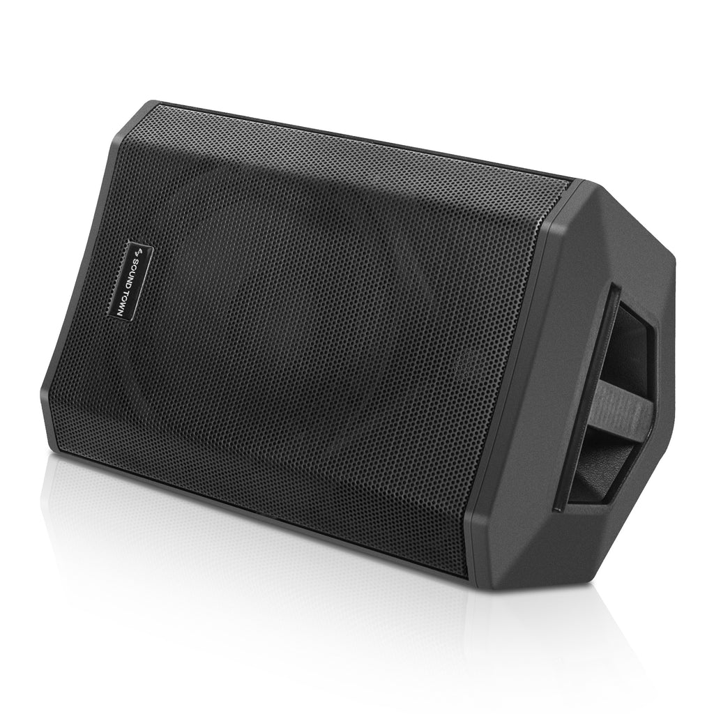 Sound Town CARPO-S1 Multi-position All-in-One Portable Powered PA System with TWS Bluetooth, Rechargeable Battery - Monitor Position Left View