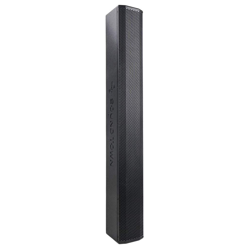 Sound Town CARPO-V10B Passive Wall-Mount Column Mini Line Array Speaker with 8 x 5” Woofers, Black for Live Event, Church, Conference, Lounge