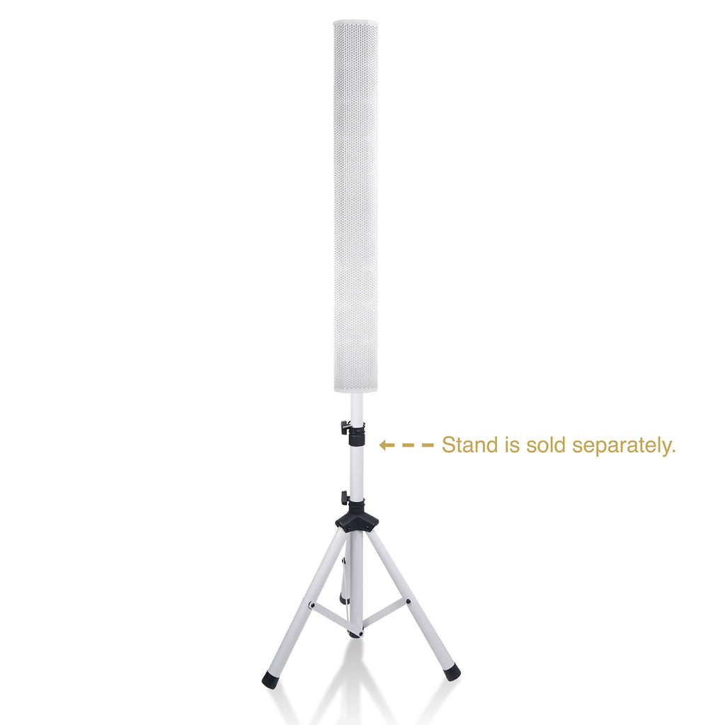 Sound Town CARPO-V10W Passive Wall-Mount Column Mini Line Array Speaker with 8 x 5” Woofers, White, for Live Event, Church, Commercial Audio Installation with 35mm Mounting Stand