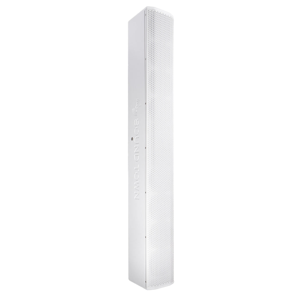 Sound Town CARPO-V10W Passive Wall-Mount Column Mini Line Array Speaker with 8 x 5” Woofers, White, for Live Event, Church, Commercial Audio Installation, Lounge