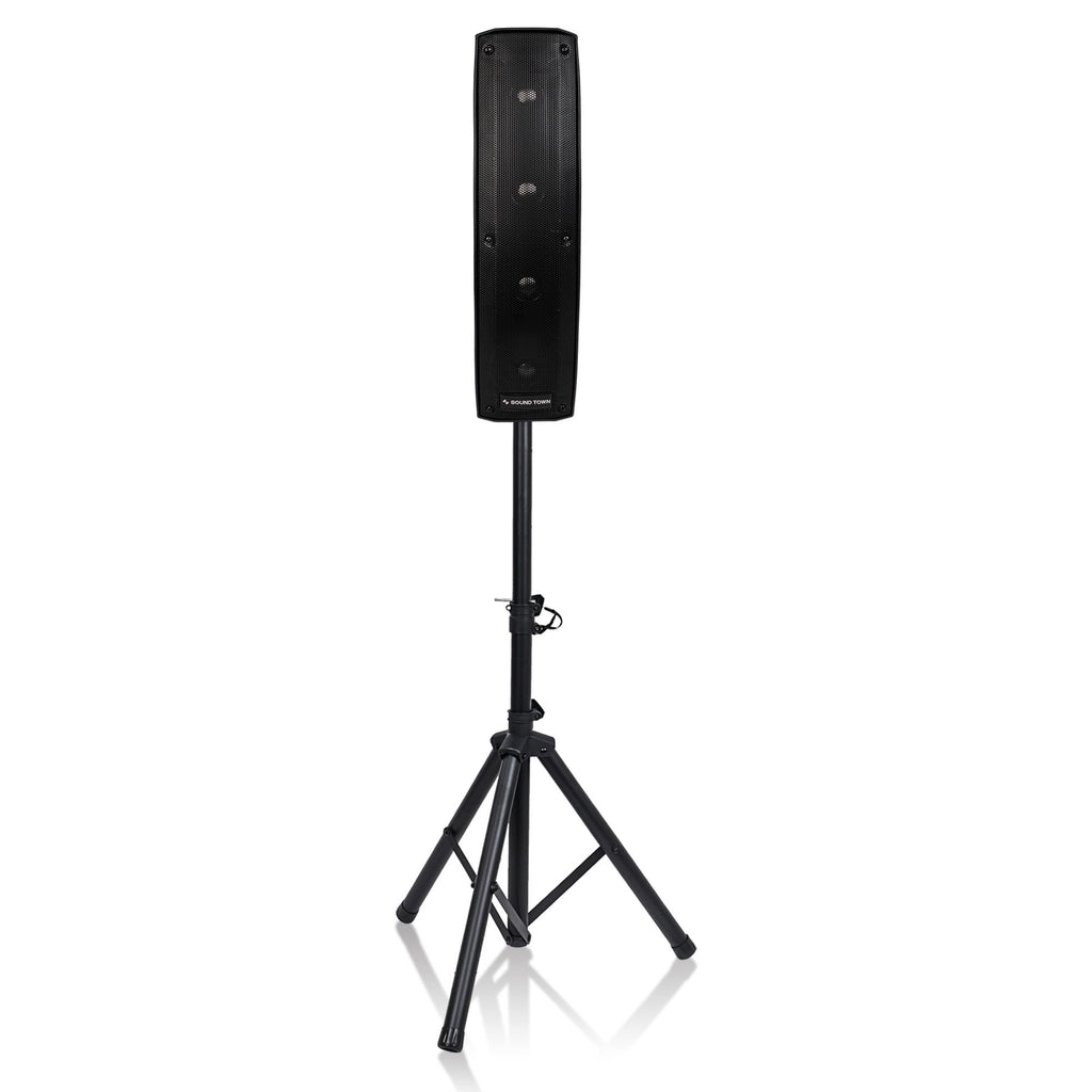 Sound Town CARPO-V415SPW CARPO Series 500W Passive Column Speaker Mini Line Array System w/ 4 X 4” Column Speaker, Speaker Stands