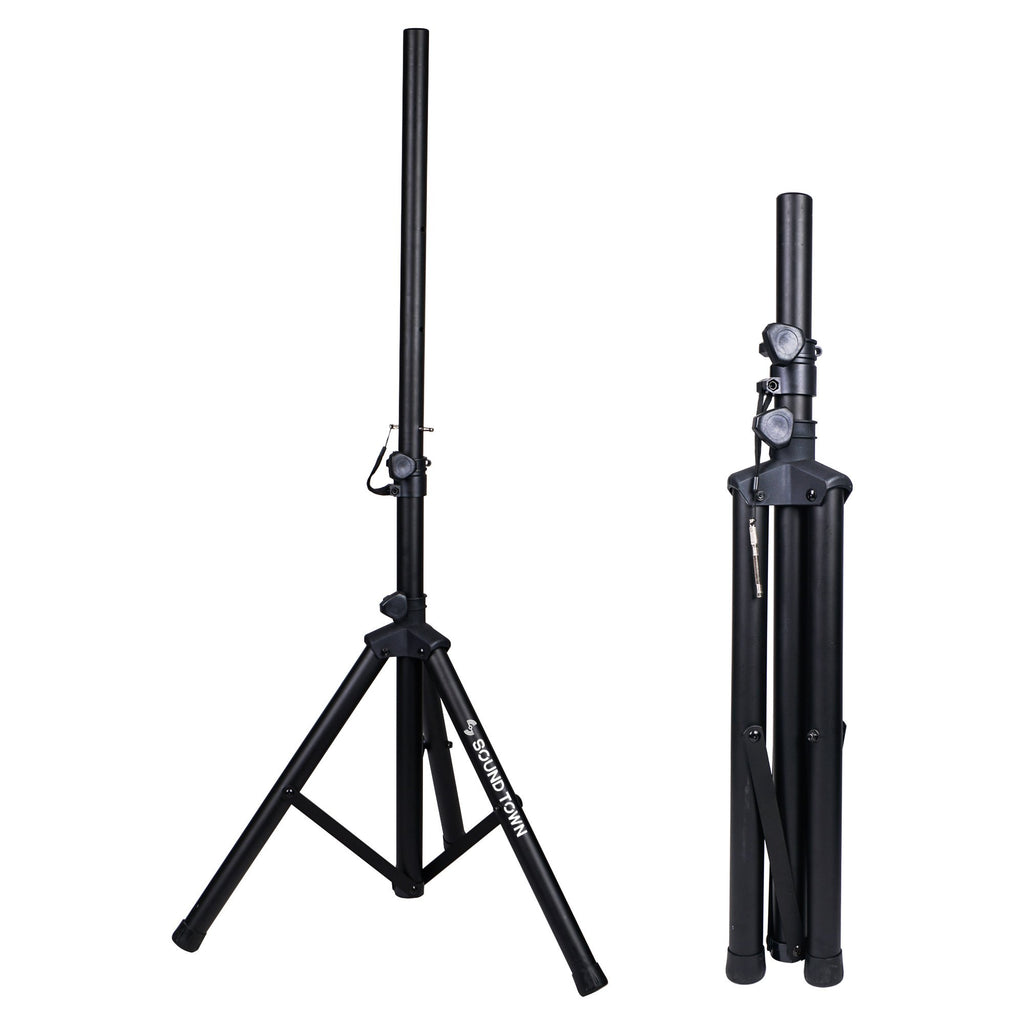 CARPO-V5B12 2-Pack Universal Tripod Speaker Stands with Adjustable Height, 35mm Compatible Insert, Locking Knob and Shaft Pin, Black
