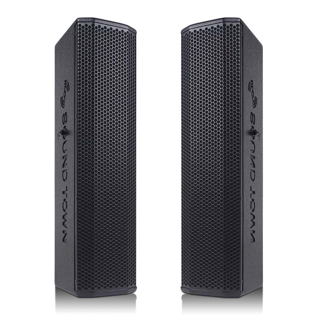 Sound Town CARPO-V5B12 Pair of Passive Wall-Mount Column Mini Line Array Speakers with 4 x 5 inch Woofers, Black for Live Event, Church, Conference, Lounge, Installation