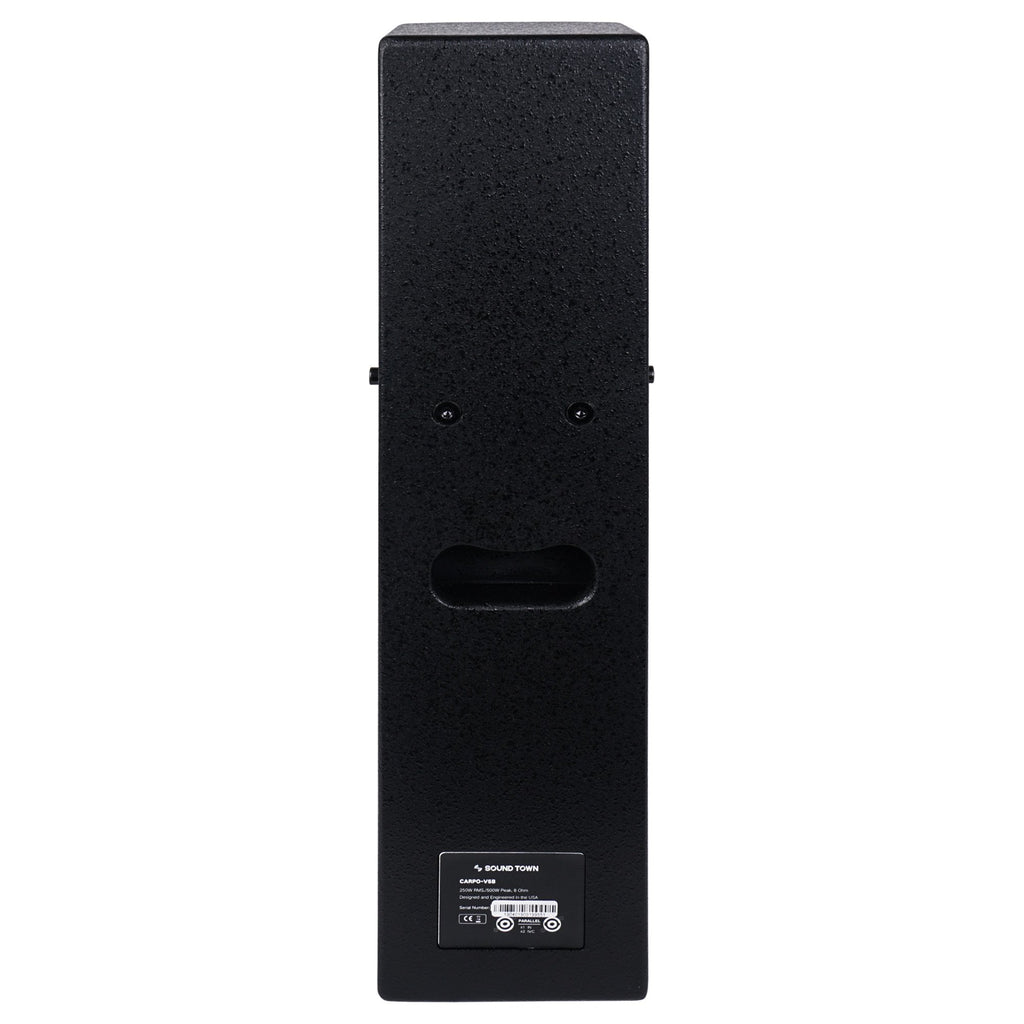 Sound Town CARPO-V5B12 Passive Wall-Mount Column Mini Line Array Speakers with 4 x 5 inch Woofers, Black for Live Event, Church, Conference, Lounge, Installation - Back Panel