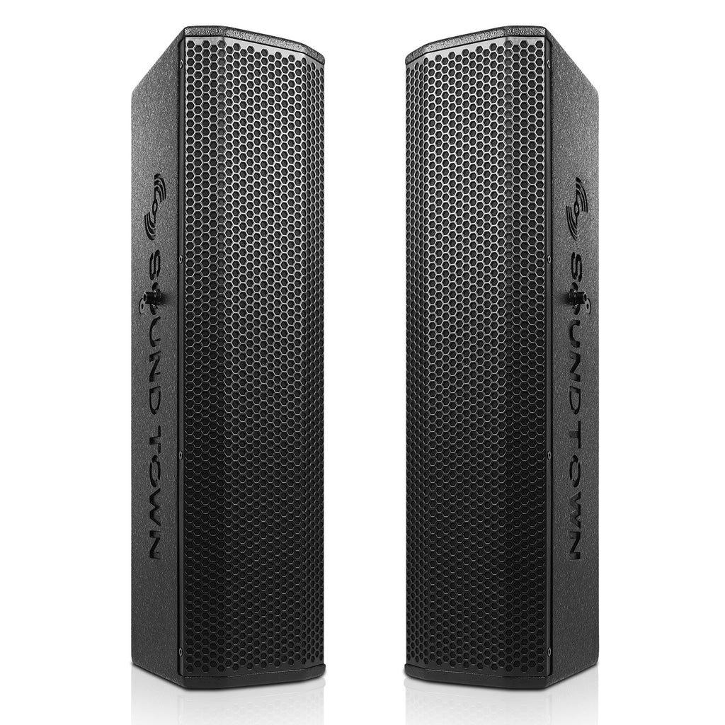 Sound Town CARPO-V5B Pair of Passive Wall-Mount Column Mini Line Array Speakers with 4 x 5” Woofers, Black for Live Event, Church, Conference, Lounge, Installation - Main